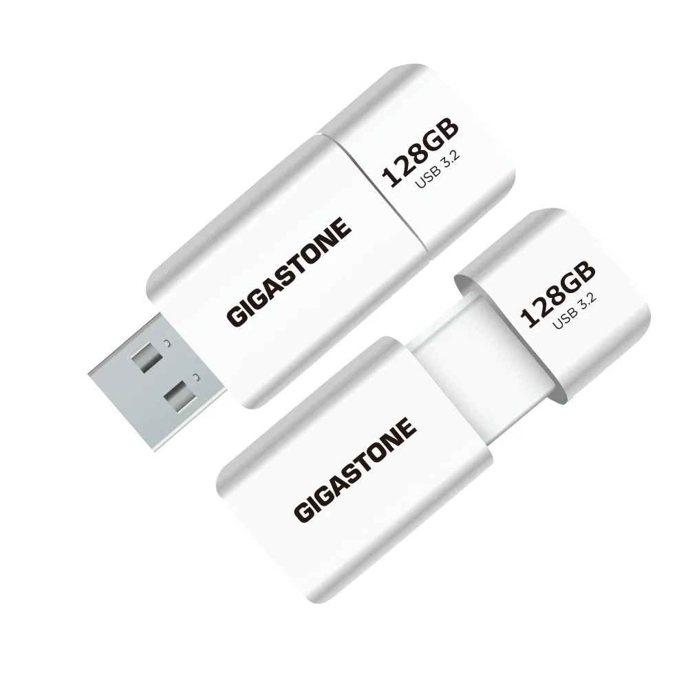 【GIGASTONE 立達】128GB USB3.1/3.2 Gen1 極簡滑蓋隨身碟 UD-3202 白-超值2入組(128G USB3.2 高速隨身碟)