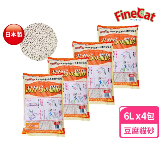 FineCat 好喵 日本製 正直重磅瞬吸真豆腐貓砂 6L-4入組(日本製/低粉塵/不易帶砂/環保/箱購)