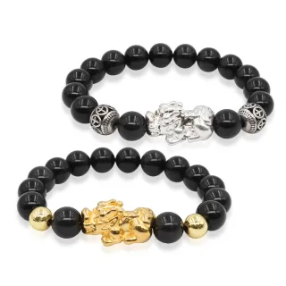 【鑫運來】◎黑曜貔貅手鍊(金銀二色)