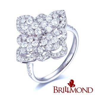 【BRILLMOND JEWELRY】1克拉 天然鑽石 18K金 豪華微鑲鑽戒(天然鑽石總重1克拉 18K白金台)