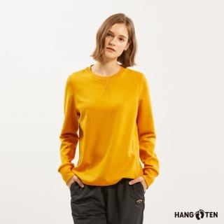 【Hang Ten】女裝-恆溫多功能-空氣層保暖絎逢大學T(黃)