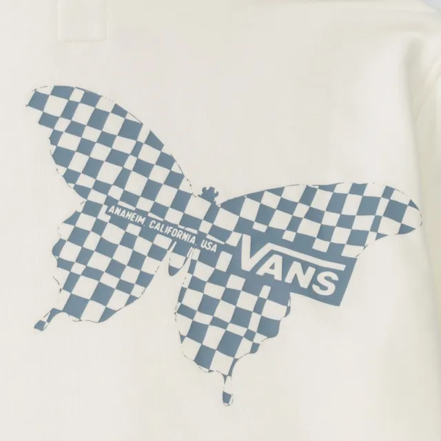 【VANS 官方旗艦】Butterfly 女款米白色長袖連帽大學T