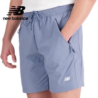 【NEW BALANCE】NB 拉鍊口袋鬆緊抽繩短褲 男性 灰藍色 AMS31532AGY(亞版 版型正常)