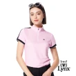 【Lynx Golf】女款吸溼排汗配色羅紋袖異材質剪裁山貓膠標造型短袖立領POLO衫/高爾夫球衫(二色)