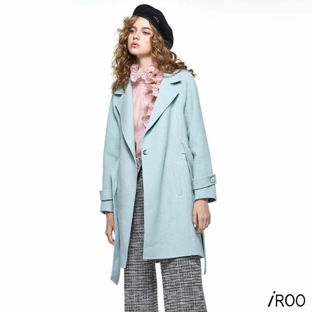 【iROO】雙鐵釦毛呢大衣