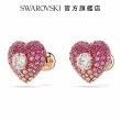 【SWAROVSKI 官方直營】Idyllia 耳釘 心形 粉紅色 鍍玫瑰金色調