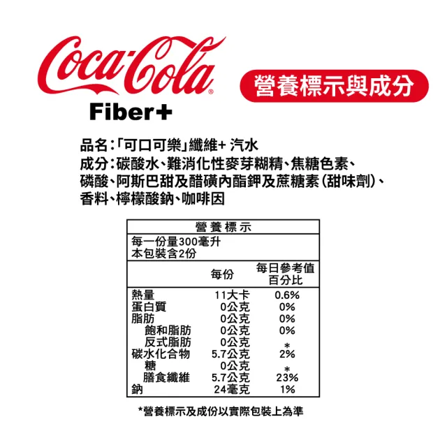 【Coca-Cola 可口可樂-週期購】纖維+ 寶特瓶600ml x24入/箱