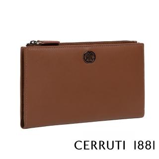 【Cerruti 1881】限量2折 義大利頂級小牛皮女用長夾皮夾 CEPD06327M 全新專櫃展示品(琥珀色 贈禮盒提袋)