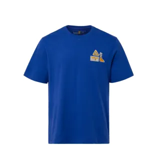 【Timberland】中性亮藍色徽章圖案短袖T恤(A6EC9G58)