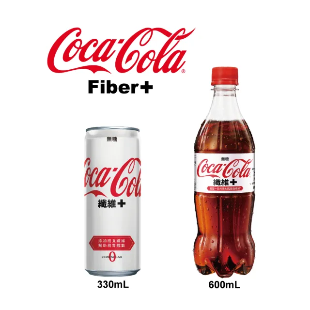 【Coca-Cola 可口可樂】纖維+ 寶特瓶600ml x24入/箱(無糖)