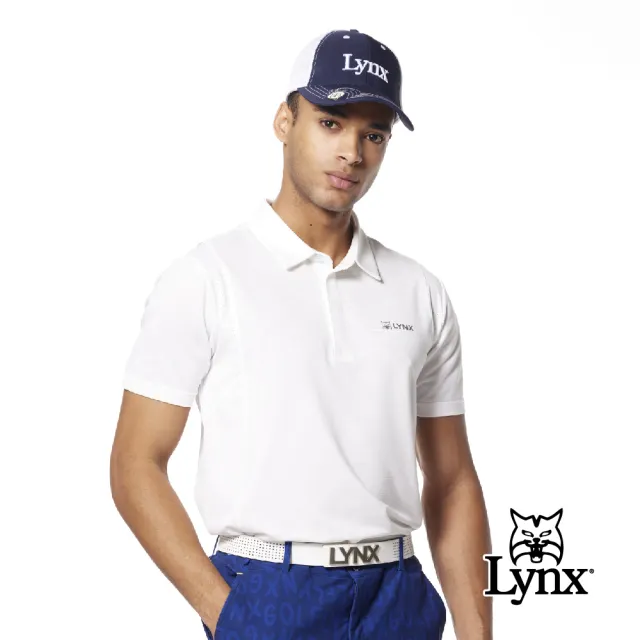 【Lynx Golf】男款合身版吸溼排汗機能透氣舒適異材質剪裁設計貼膜造型短袖POLO衫/高爾夫球衫(三色)