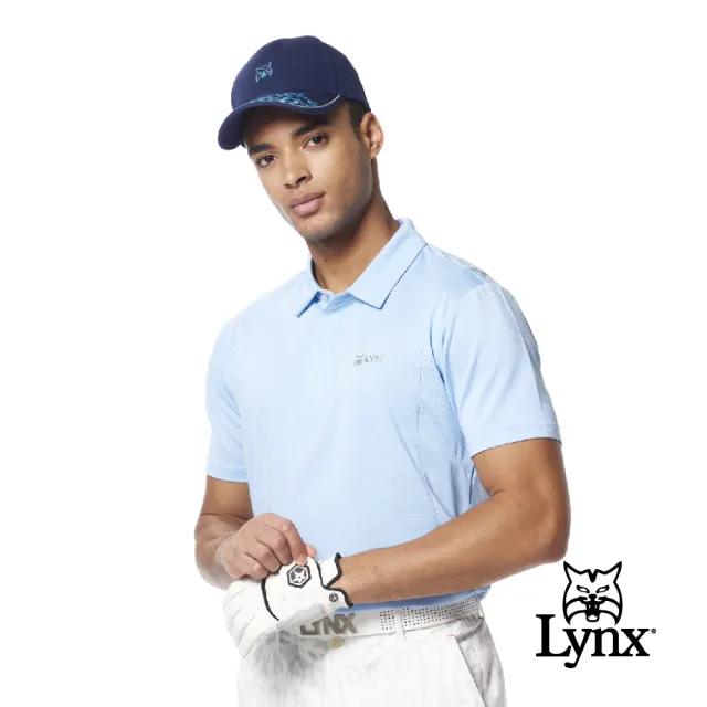 【Lynx Golf】男款合身版吸溼排汗機能透氣舒適異材質剪裁設計貼膜造型短袖POLO衫/高爾夫球衫(三色)