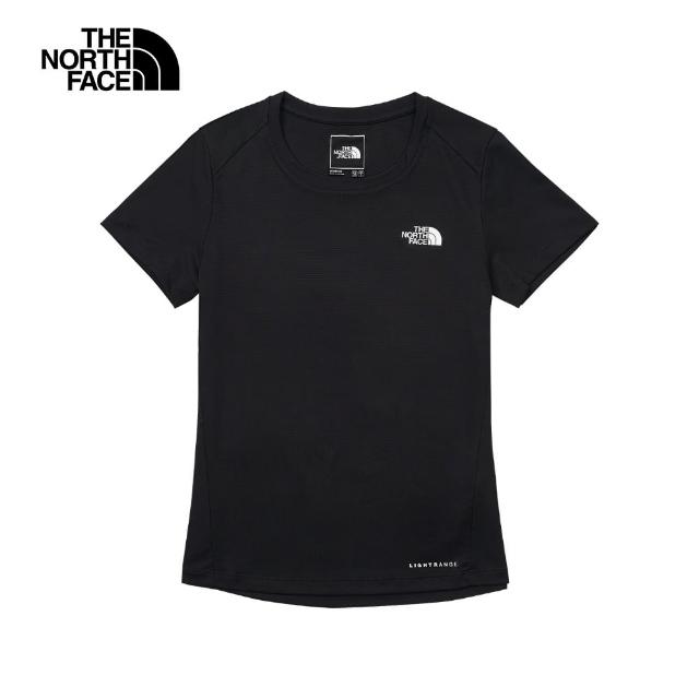 【The North Face 官方旗艦】北面女款黑色UPF防曬舒適短袖T恤｜83TYJK3(抗UV/排汗衫)