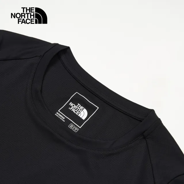 【The North Face 官方旗艦】北面女款黑色UPF防曬舒適短袖T恤｜83TYJK3(抗UV/排汗衫)