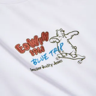 【EDWIN】女裝 TBT滑板熊短袖T恤(白色)