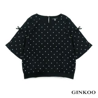 【GINKOO 俊克】袖綁帶點點上衣