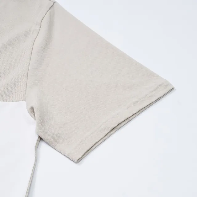 【Dickies】男款米灰色拼接純棉品牌織標寬鬆短袖POLO衫｜DK010981ST0