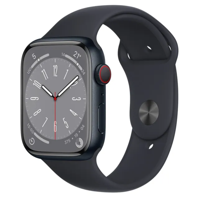 【Apple】S+ 級福利品 Apple Watch S8 LTE 45mm 鋁金屬錶殼搭配運動錶帶(原廠保固中)
