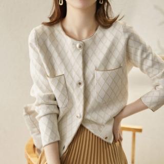 【LANNI 藍尼】★通勤舒適開襟圓領上衣(小香風/大口袋/女裝)