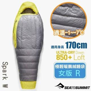 【SEA TO SUMMIT】Spark W -1極輕防潑水暖鵝絨睡袋R-女版/人道羽絨(STSASL041071-331703 淺灰黃)