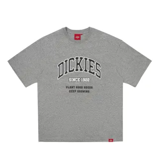 【Dickies】男女款羽灰色純棉胸前弧型大Logo寬鬆短袖T恤｜DK0A87CUCQ8