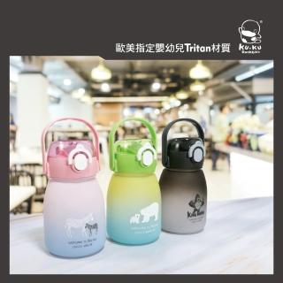 【KU.KU. 酷咕鴨】彈蓋提把胖胖水壺600ml(夜黑/櫻粉/青綠)