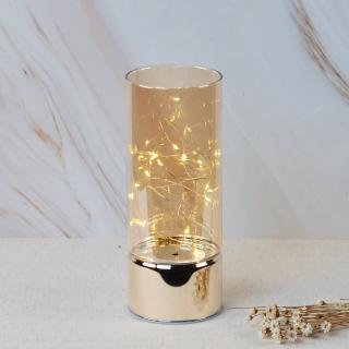 【YU Living 信歐傢居】LED 玻璃裝飾燈 小夜燈 寬8cm(琥珀色)