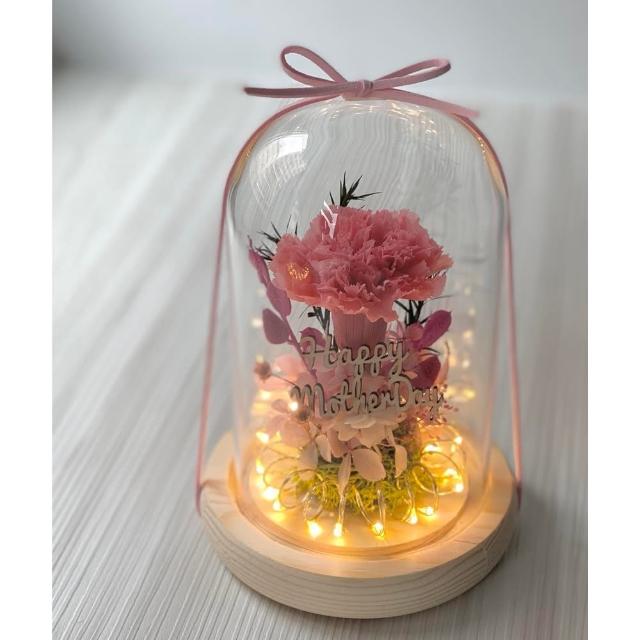 【OSTARA FLORIST 奧斯塔拉花藝】璀璨馨情玻璃花盅-粉紅色/紅色(永生花、康乃馨、母親節、媽媽、花禮)