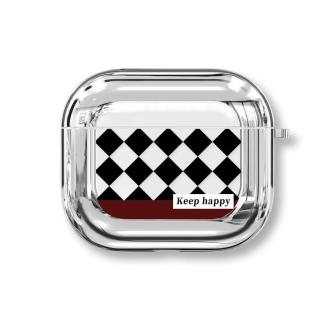 【LOYALTY】AirPods 1代/2代/3代/Pro電鍍色格子電話繩掛飾耳機保護殼 2色