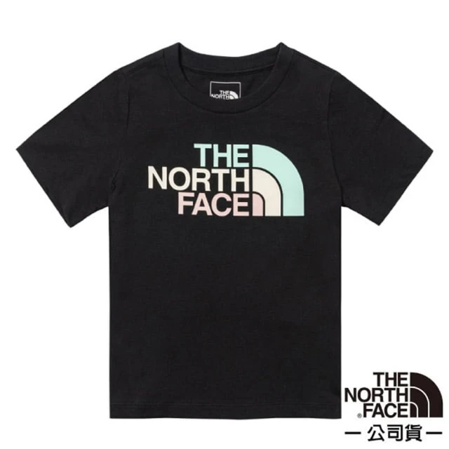 The North Face 童 純棉多彩品牌LOGO短袖T恤/純棉材質.圓領設計(88ME-JK3 黑色)