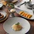 【Royal Duke】亞乳灰陶瓷三件組餐具(無菜單料理 淺口盤 湯碗 飯碗 中式 日式 法式)