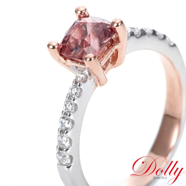 【DOLLY】1克拉 18K金無燒蓮花藍寶石鑽石戒指(002)