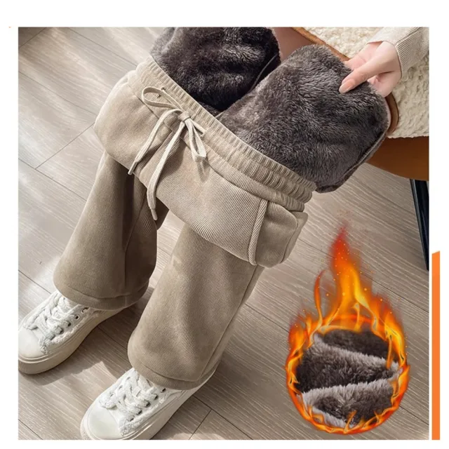 【AKARA】一件搞定超暖激活發熱內刷毛絨休閒長褲