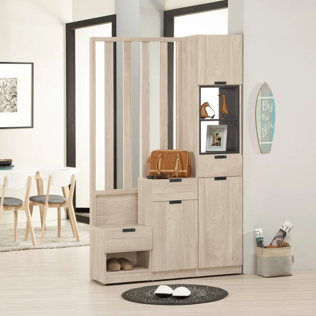 BODENBODEN 奧拉4尺三門三抽屏風高鞋櫃/開放式玄關收納櫃/隔間置物展示櫃-座鞋櫃款