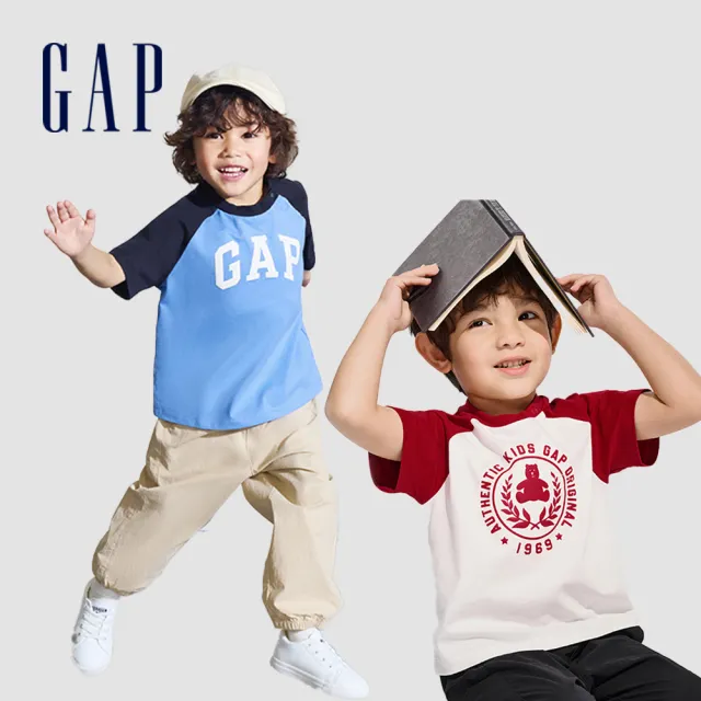 【GAP】幼童裝 Logo/小熊印花純棉圓領短袖T恤-多色可選(890235)