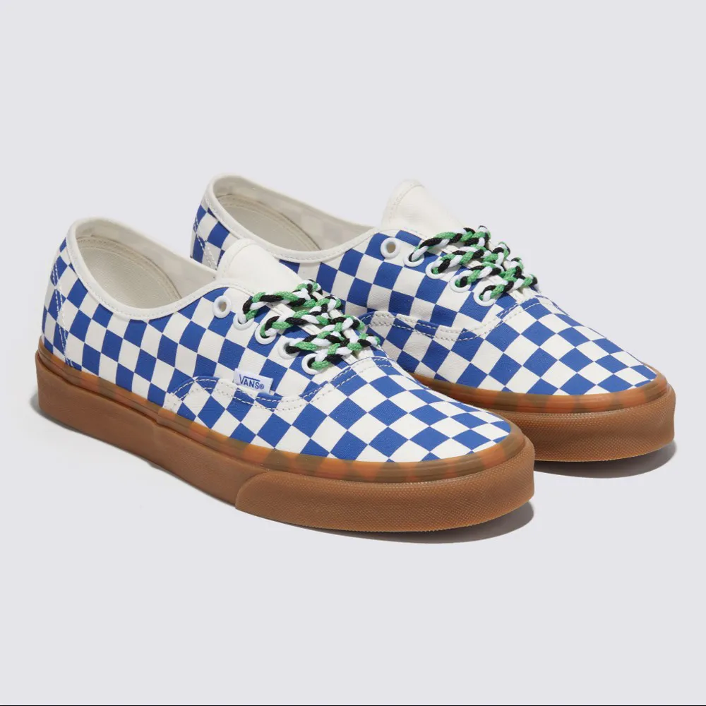 【VANS 官方旗艦】Authentic 男女款藍白棋盤格滑板鞋/休閒鞋/帆布