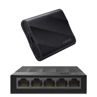 【SAMSUNG 三星】搭 5埠 交換器 ★ T9 2TB USB 3.2 Gen 2x2 外接 SSD 固態硬碟(MU-PG2T0B/WW)