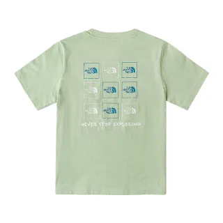 【The North Face 官方旗艦】北面兒童綠色多樣經典品牌LOGO短袖T恤｜8CT0I0G