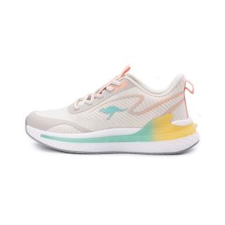 【KangaROOS】RUN DASH 輕量避震慢跑鞋 米黃綠 女鞋 KW41191