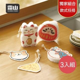 【SHIMOYAMA 霜山】3入組-趣味造型木漿棉去汙清潔海綿刷-款式任搭(木漿棉洗碗海綿/清潔海綿/可愛百潔布)
