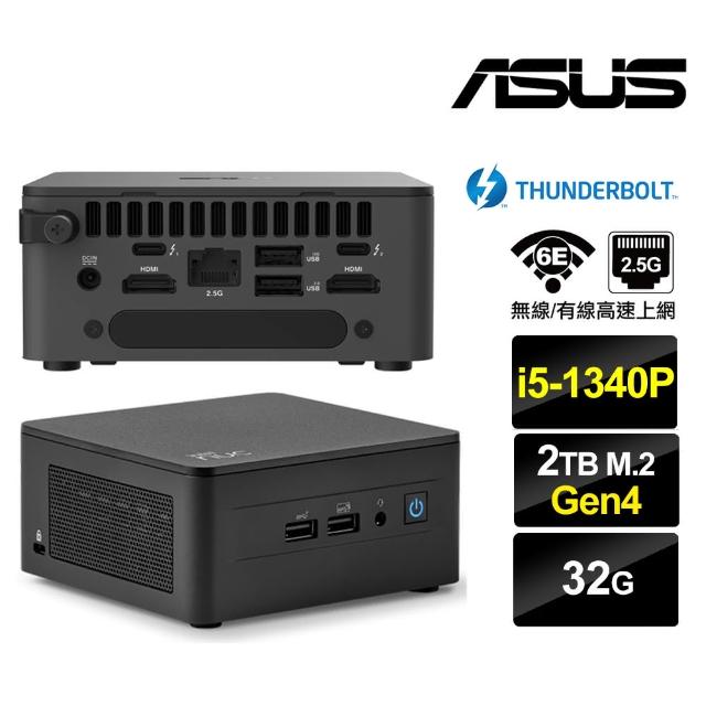 【ASUS 華碩】NUC i5十二核{朧月勇士IIB} 迷你電腦(i5-1340P/32G/2TB M.2 Gen4)