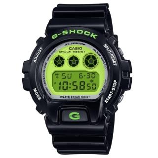 【CASIO 卡西歐】G-SHOCK 經典系列 運動電子錶 萊姆綠X黑 DW-6900RCS-1 50mm