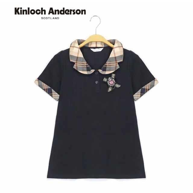 【Kinloch Anderson】格紋立領徽章短袖上衣 金安德森女裝(KA0385310 桃紅/黑)