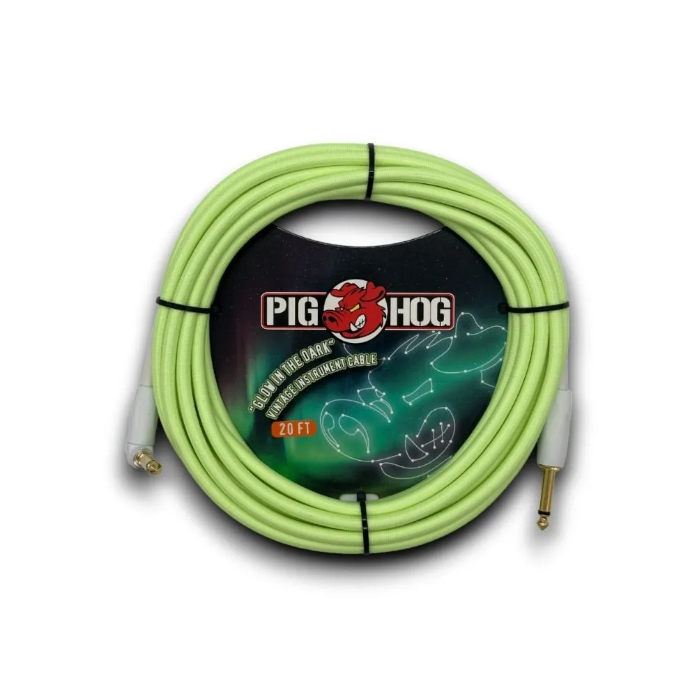 【PIG HOG】終身免費保固 20呎夜光編織樂器導線／原廠公司貨 品質保證(吉他導線 貝斯導線 樂器導線 PCH20)
