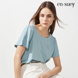 【en-suey 銀穗】浪漫袖型燙鑽字母上衣-女