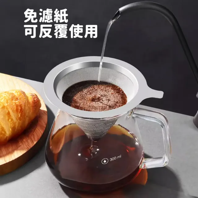 【Future goal居家生活館】304不鏽鋼濾杯 免濾紙不鏽鋼濾杯 雙層手沖咖啡網(1-6人份蜂巢款手沖咖啡濾杯)