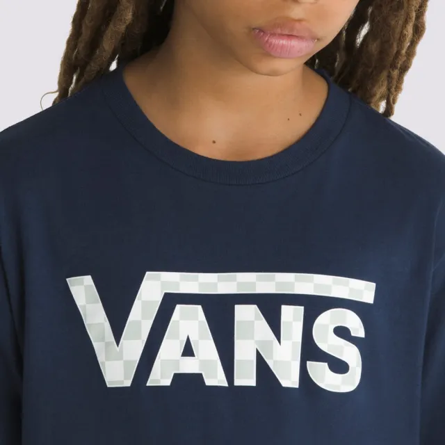 【VANS 官方旗艦】Classic Logo Fill 中童款藍色短袖T恤