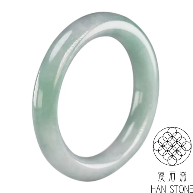 【漢石齋】天然翡翠A貨 圓條手鐲玉鐲 春帶彩種(手圍16.5/版寬11.2mm)