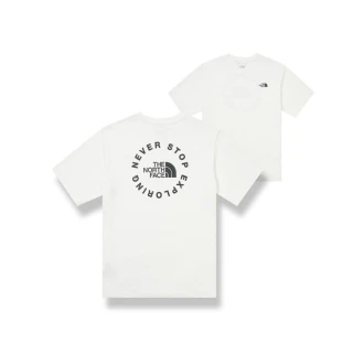 【The North Face】男 品牌標語LOGO休閒短袖T恤/棉質混紡.圓領設計(88GC-FN4 白色)