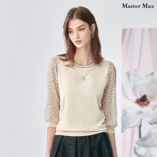 【Master Max】氣質浪漫接袖點點素面圓領針織上衣(8318021)